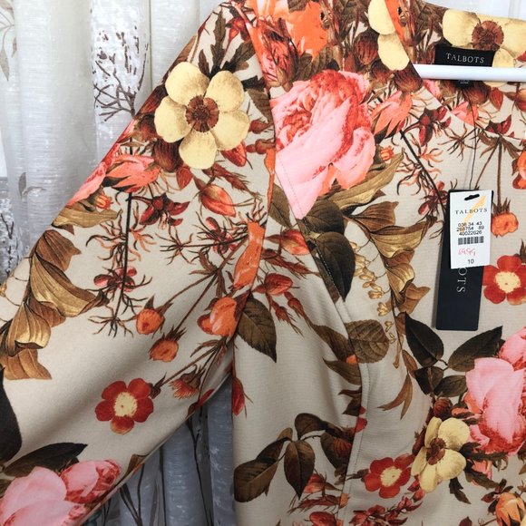 Talbots Floral Dress Size 10 Lined Orange Floral - Picture 5 of 8